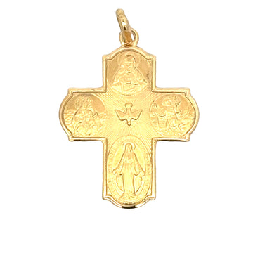 18kt Yellow Gold Italian Made Four Way Cross Pendant (3.11g)