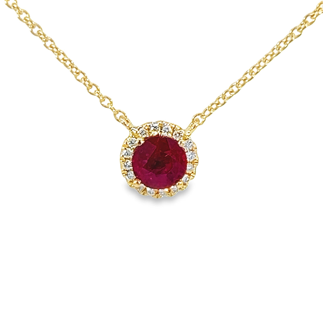 18kt Yellow Gold Natural Ruby And Natural Diamonds Pendant (0.58ct)