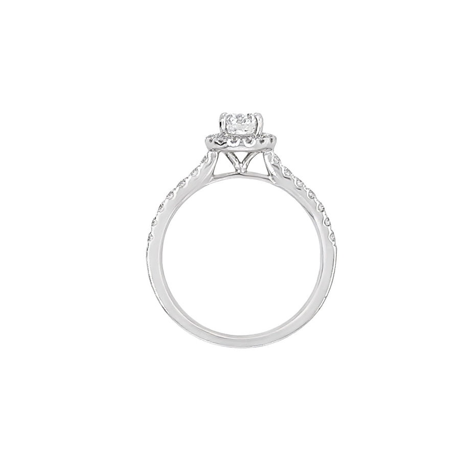 18K White Gold Natural Halo Diamond Engagement Ring (.85ct)