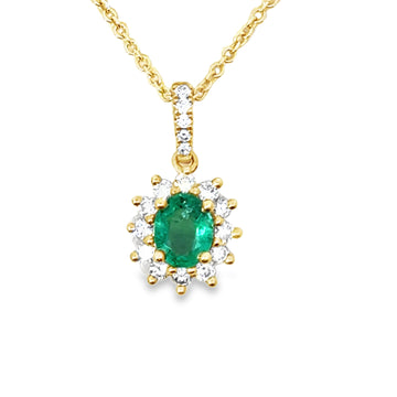 18kt Yellow Gold Natural Emerald And Natural Diamonds Pendant (0.86ct)