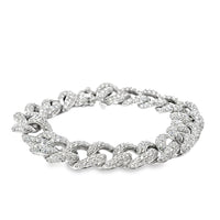 18K White Gold Cuban Link Diamond Bracelet (7.73ct)