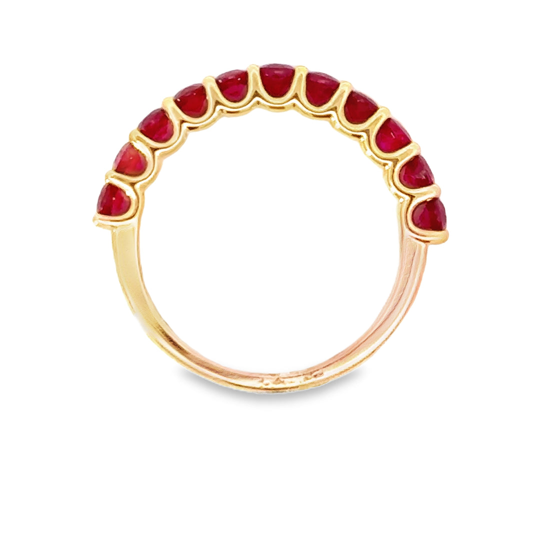 18kt Rosé Gold Round Natural Rubies and Ring (1.29ct)