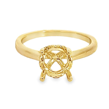 18K Yellow Gold Natural Round Diamond Semi-Mount Ring (.09ct)