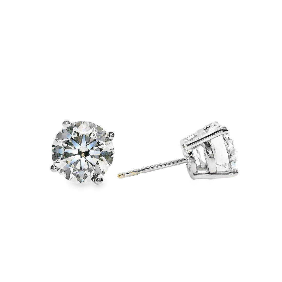 14kt White Gold Lab-Grown Round Diamond Stud Earrings (4.06ct)