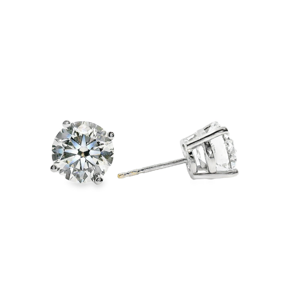 14kt White Gold Lab-Grown Round Diamond Stud Earrings (4.06ct)