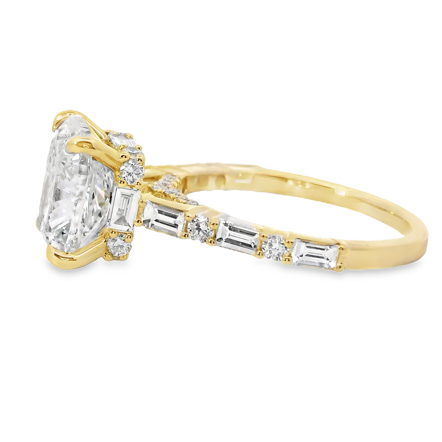 18kt Yellow Gold Lab-Grown Cushion Diamond Engagement Ring (5.07ct)