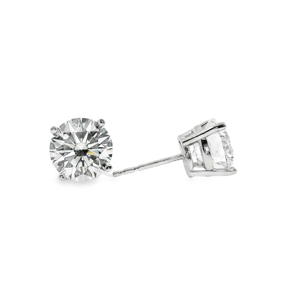 14kt White Gold Lab-Grown Round Diamond Stud Earrings (4.06ct)