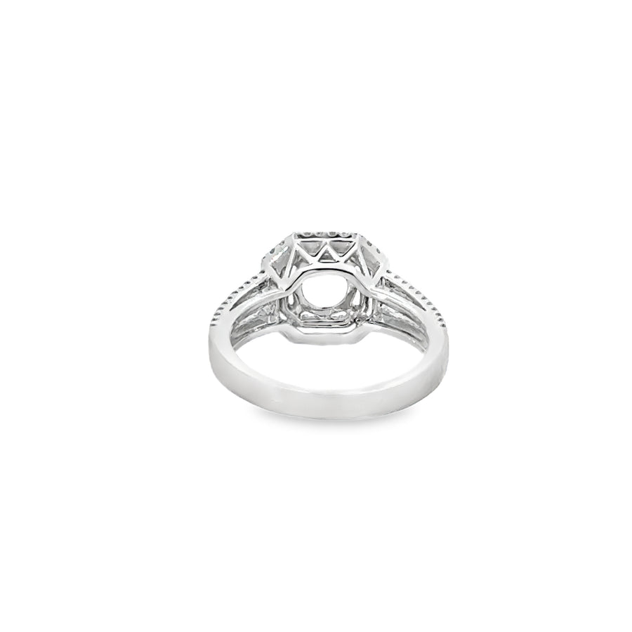 18kt White Gold Double Halo Natural Diamonds Semi-Mount Ring (0.53ct)