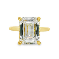 18kt Yellow Gold Lab-Grown Emerald Diamond and Natural Round Diamonds Hidden Halo Engagement Ring (4.71ct)
