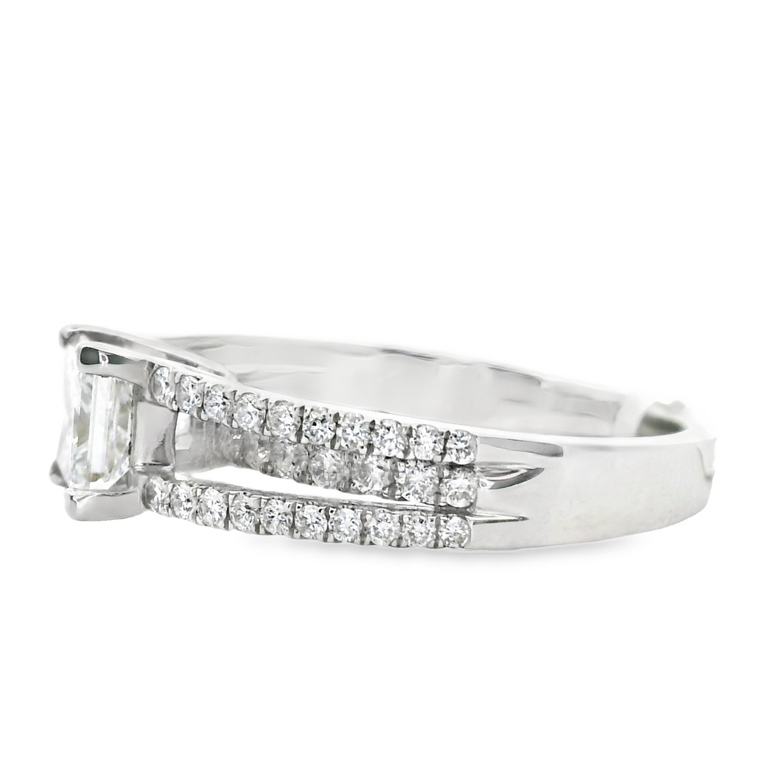 18kt White Gold Natural Princess Cut Diamond Split Shank Engagement Ring (1.69ct)