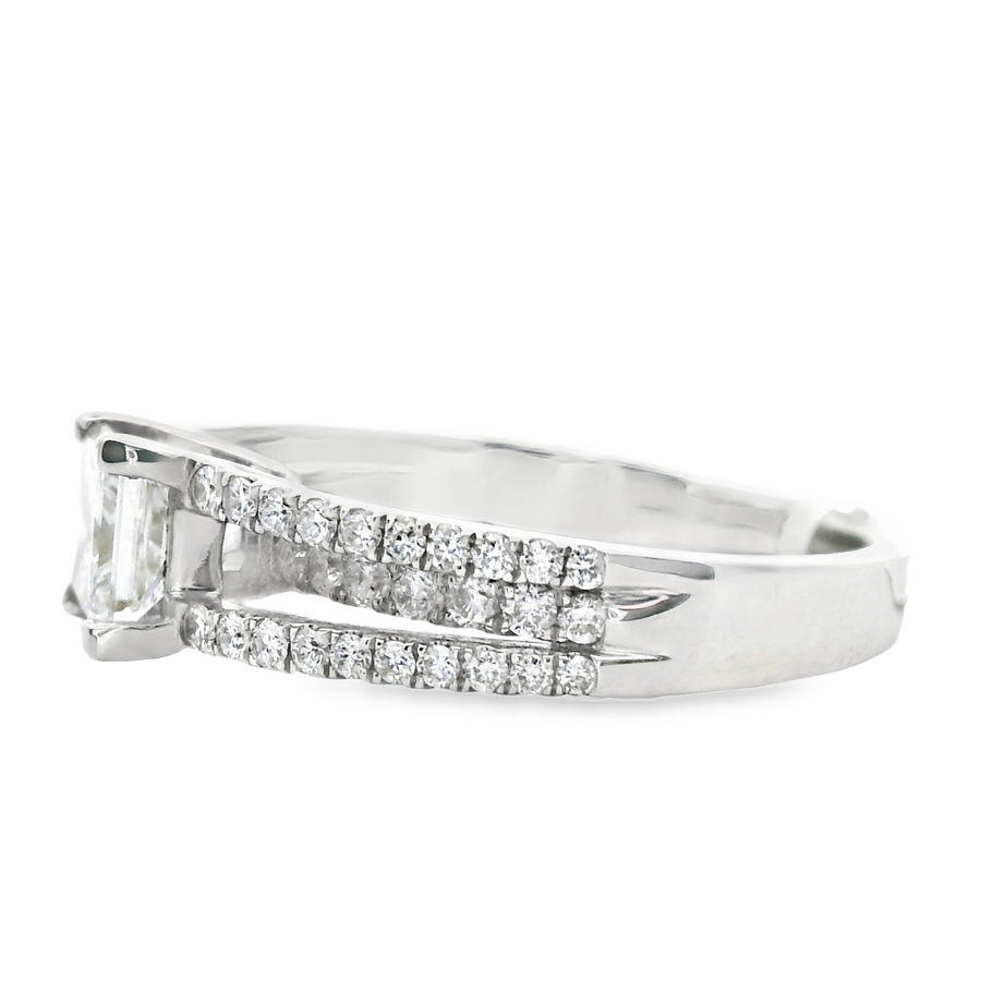 18kt White Gold Natural Princess Cut Diamond Split Shank Engagement Ring (1.69ct)