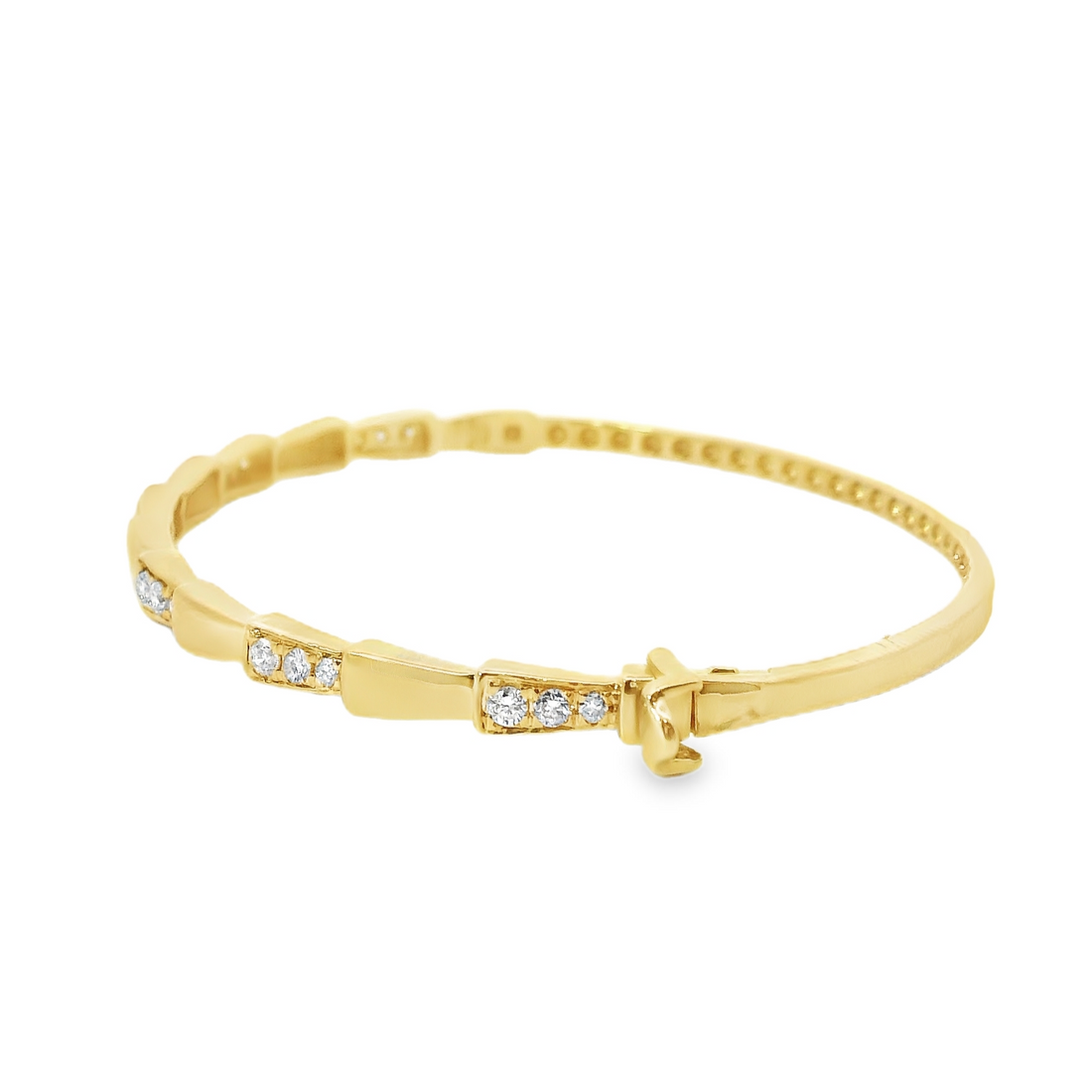 18kt Yellow Gold 6.5" Round Natural Diamonds Bangle Bracelet (.50ct)