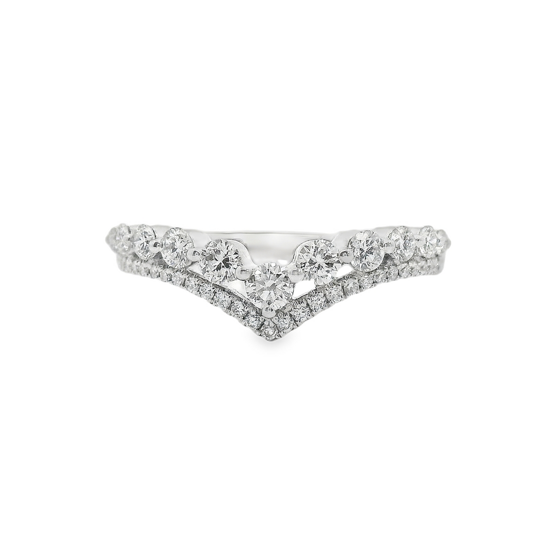 18kt White Gold Natural Round Diamond Wedding Ring (.52ct)