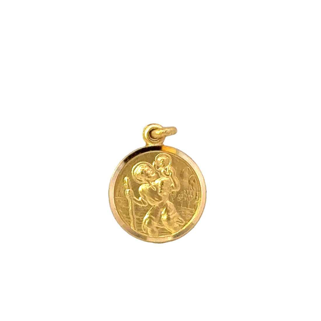 18K Yellow Gold 13mm St. Christopher Medal Pendant (2.06g)