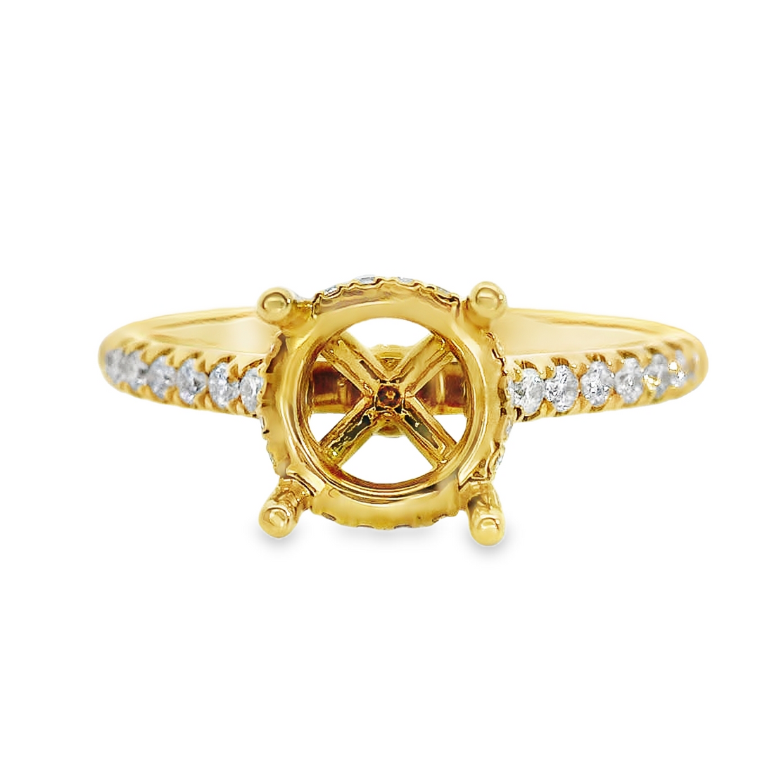 18kt Yellow Gold Full-Cut Diamond Hidden Halo Semi-Mount Ring (.28ct)