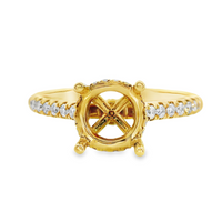 18kt Yellow Gold Full-Cut Diamond Hidden Halo Semi-Mount Ring (.28ct)