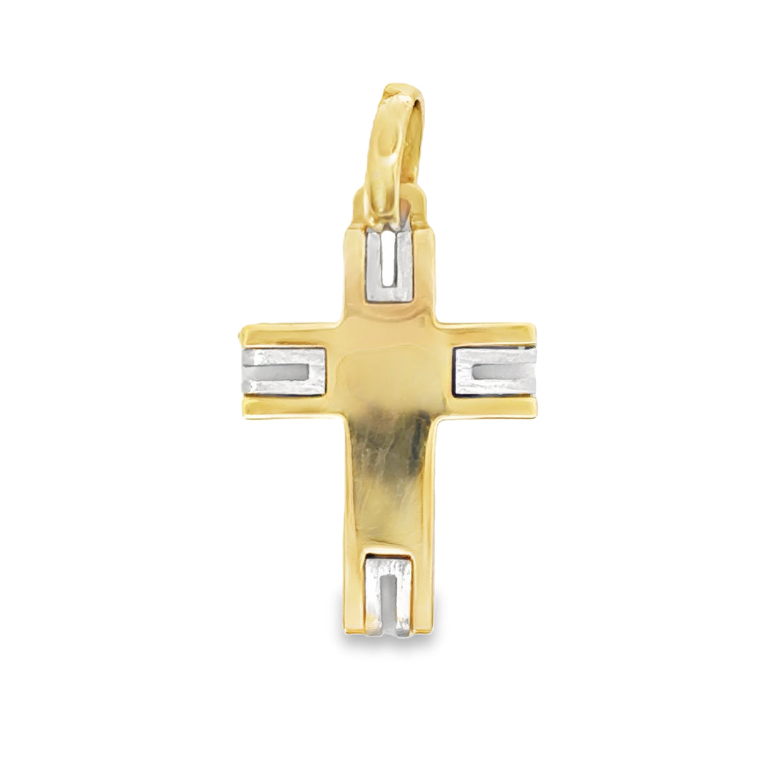 18K Two-Tone Gold Cross Pendant (3.52g)