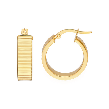 14kt Yellow Gold 15mm Medium Line Hoop Earrings