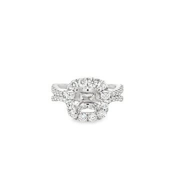 18kt White Gold Halo Natural Diamonds Semi-Mount Ring (1.38ct)