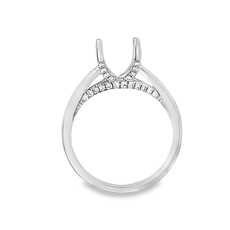 18kt White Gold Hidden Halo Natural Diamonds Semi-Mount Ring (0.19ct)