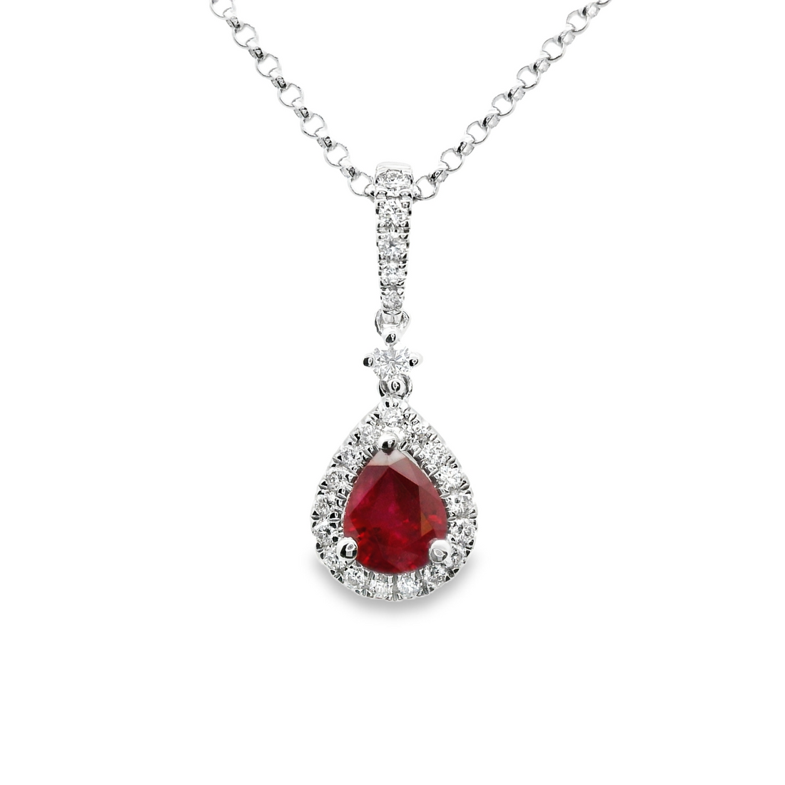 18kt White Gold Natural Ruby And Natural Diamonds Pendant (0.53ct)