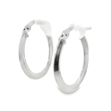 18kt White Gold Italian Made Medium Hoop Earrings (1.11g)