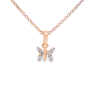 18kt Rosé Gold Natural Diamond Butterfly Pendant (0.18ct)
