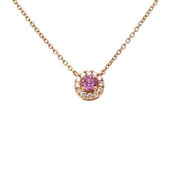 18kt Rosé Gold Natural Sapphire And Natural Diamonds Pendant (0.63ct)