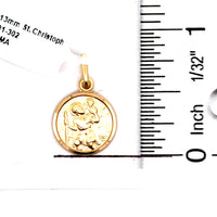 18kt Yellow Gold Italian Made 13.2mm St. Christopher Medal (2.12g)