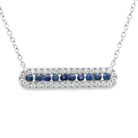 18kt White Gold Natural Sapphires And Natural Diamonds Pendant (0.82ct)