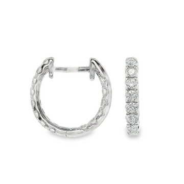 18kt White Gold Natural Round Diamonds Small Hoop Earrings (.47ct)