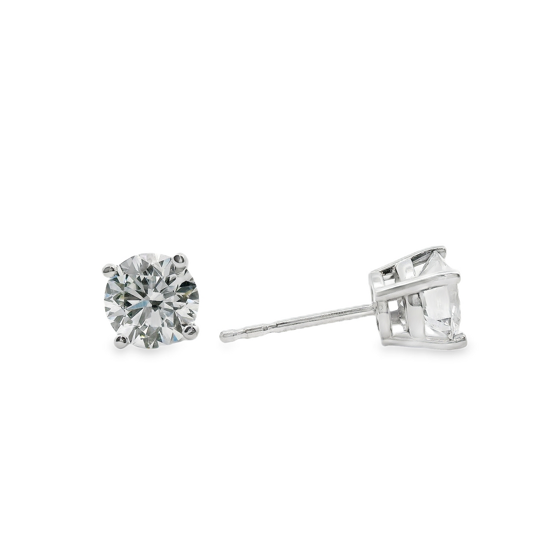 14kt White Gold Lab-Grown Round Diamond Stud Earrings (1.45ct)
