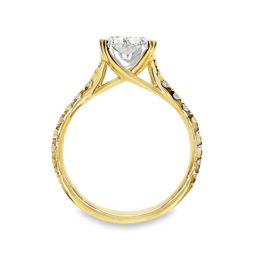 14kt Yellow Gold Lab-Grown Cushion and Round Diamonds Engagement Ring (3.54ct)