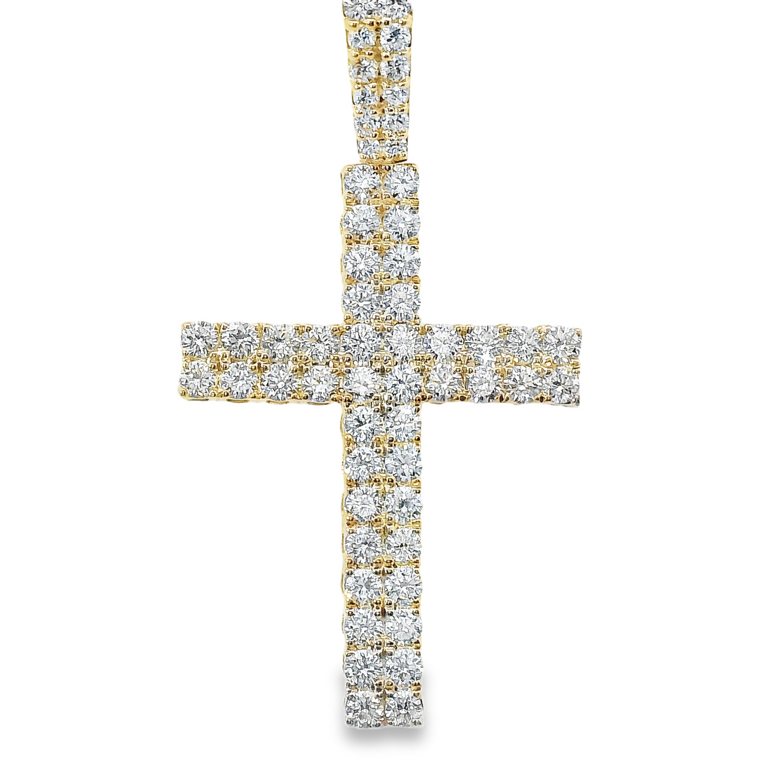 14kt Yellow Gold Lab-Grown Round Diamonds Cross Pendant (1.04ct)