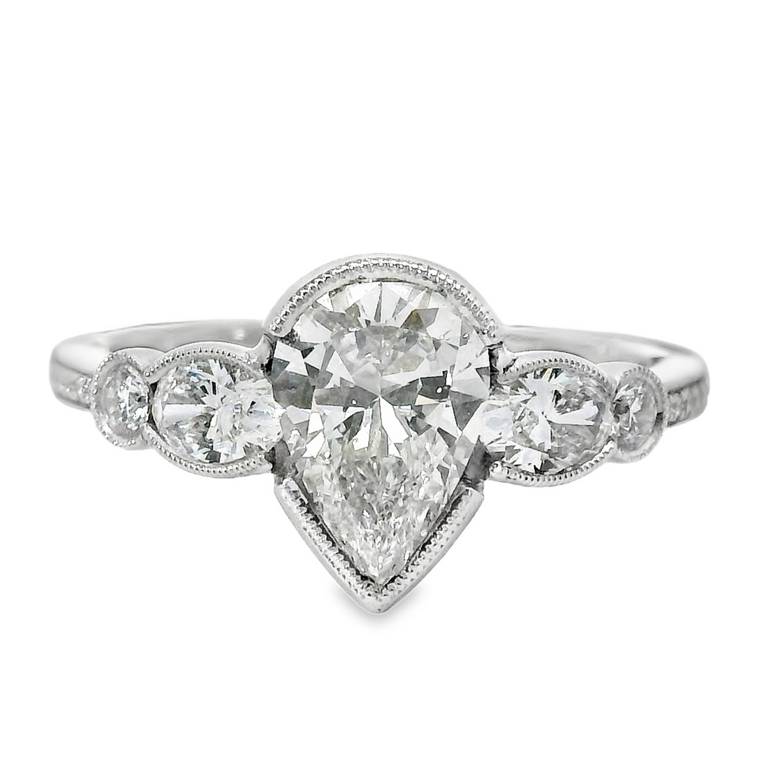 18kt White Gold Natural Pear Diamond Engagement Ring (1.62ct)