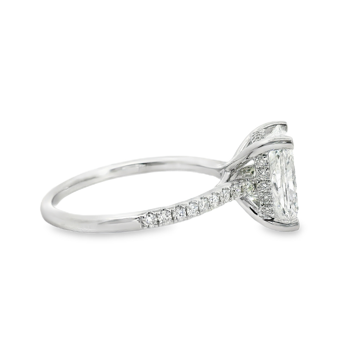 18kt White Lab-Grown Radiant and Natural Round Diamonds Hidden Halo Engagement Ring (2.34ct)