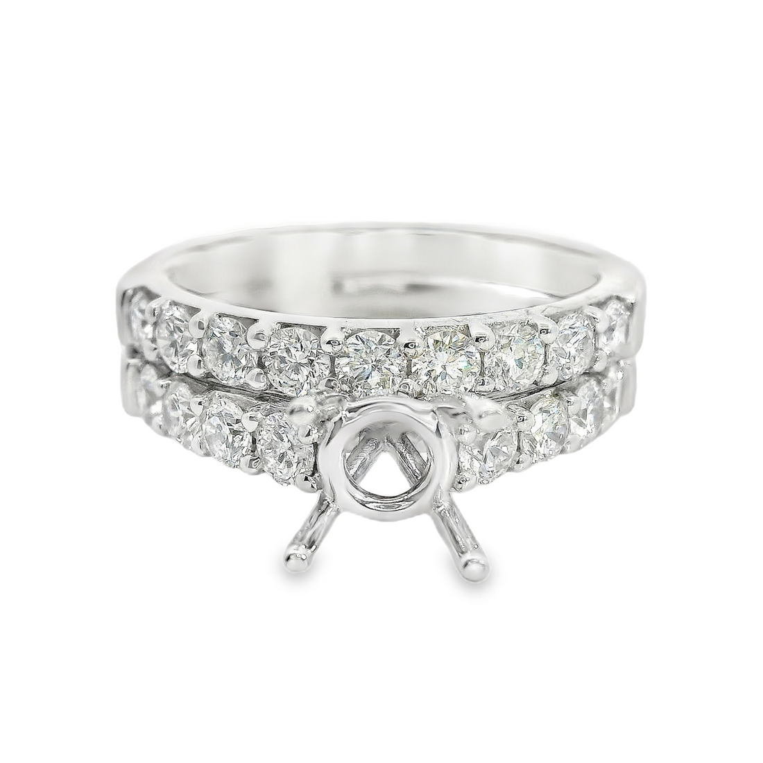 18kt White Gold Natural Full-Cut Diamond Semi-Mount Ring (1.08ct)