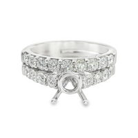18kt White Gold Natural Full-Cut Diamond Semi-Mount Ring (1.08ct)