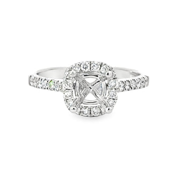 18kt White Gold Halo Natural Diamonds Semi-Mount Ring (0.4ct)