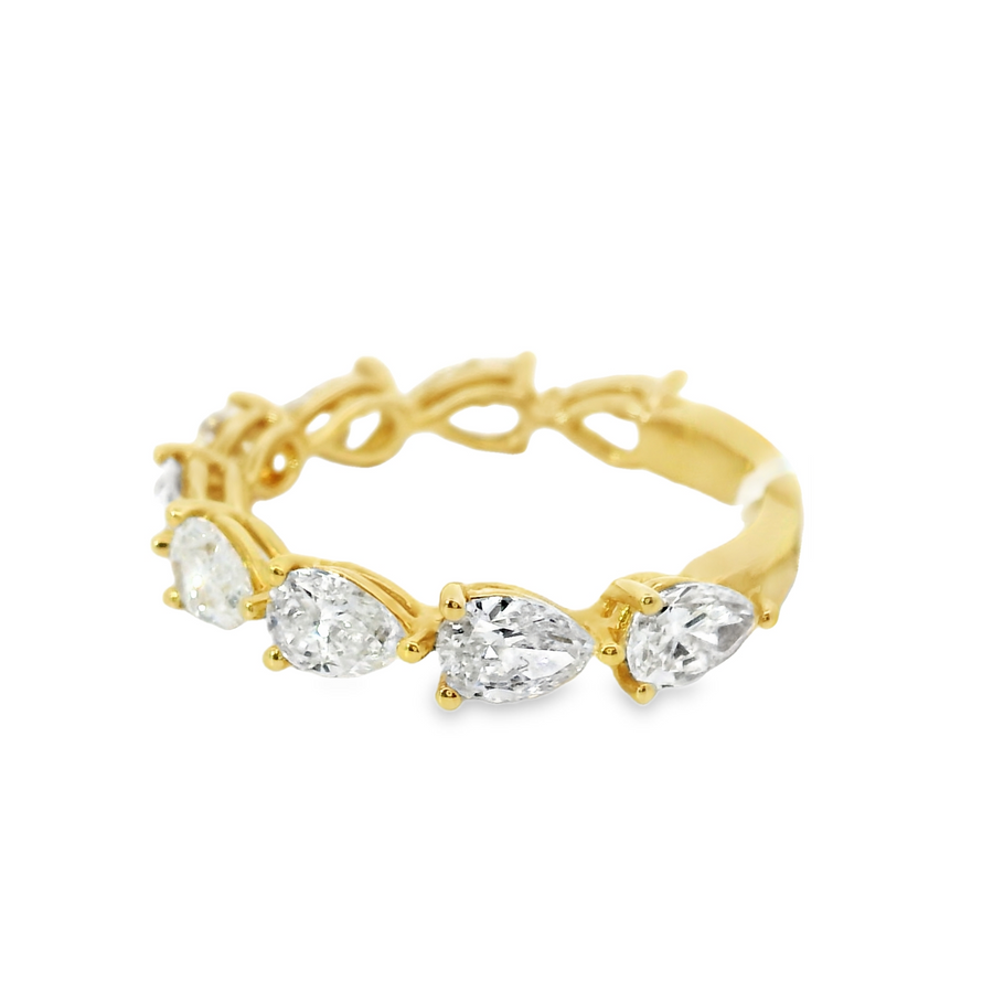 18kt Yellow Gold Pear Brilliant Diamond Wedding Ring (1.66ct)