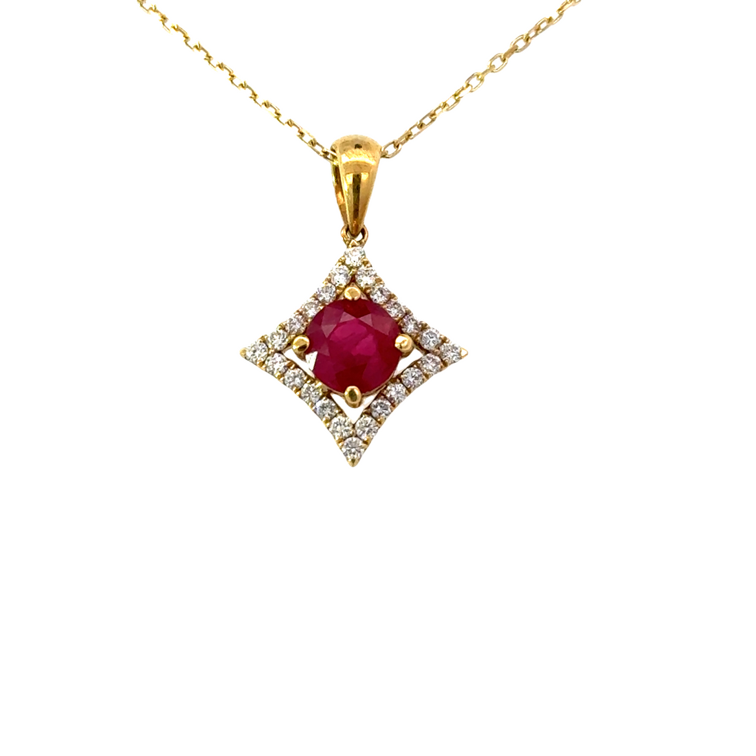 18kt Yellow Gold Natural Ruby And Natural Diamonds Pendant (1.36ct)