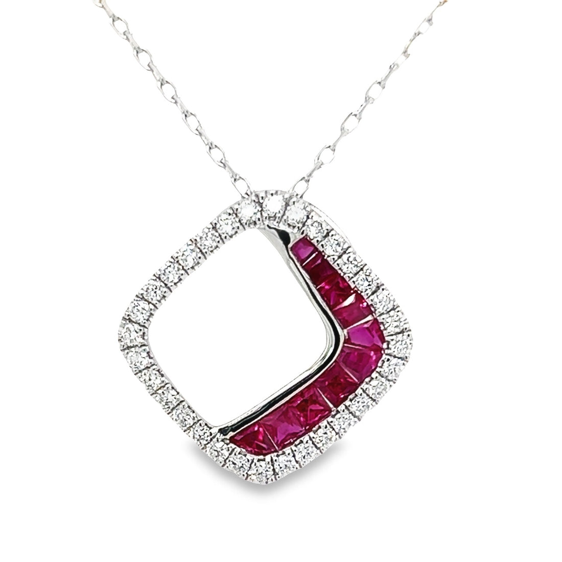 18kt White Gold Natural Diamonds And Natural Rubies Pendant (0.75ct)