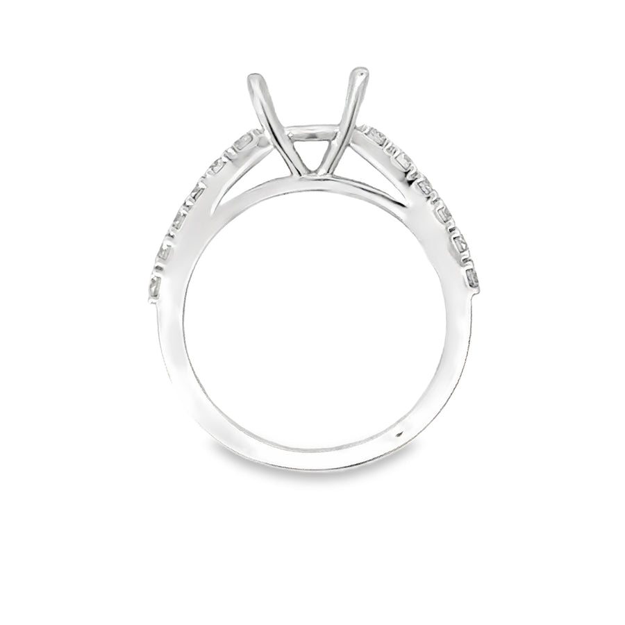 18kt White Gold Cathedral Natural Diamonds Semi-Mount Ring (0.52ct)