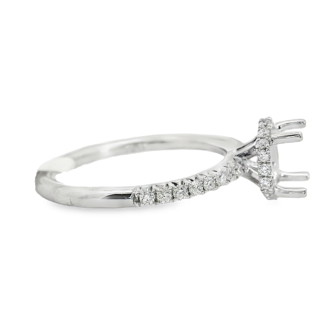 18kt White Gold Full-Cut Diamond Hidden Halo Semi-Mount Ring (.27ct)