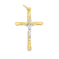 14kt Two-Tone Gold Italian Made Crucifix Pendant (1.0g)