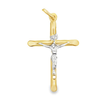 14kt Two-Tone Gold Italian Made Crucifix Pendant (1.0g)