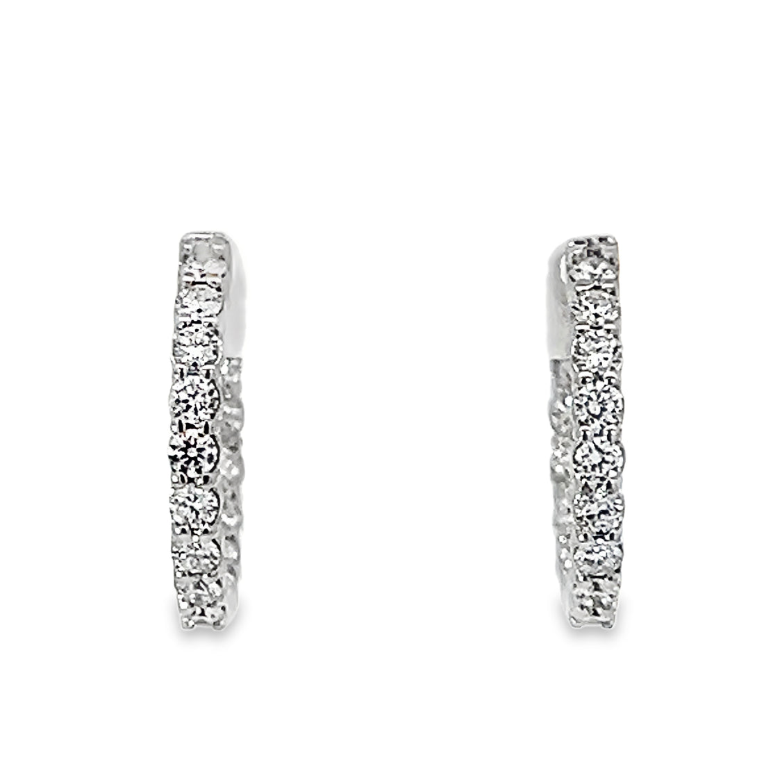 14kt White Gold Lab-Grown Diamonds Small Hoop Earrings (1.04ct)