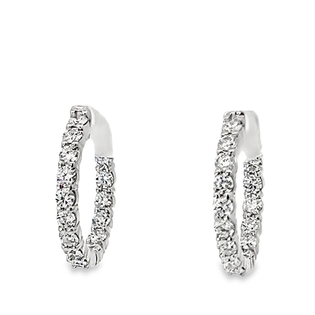 14kt White Gold Lab-Grown Diamonds Small Hoop Earrings (1.04ct)