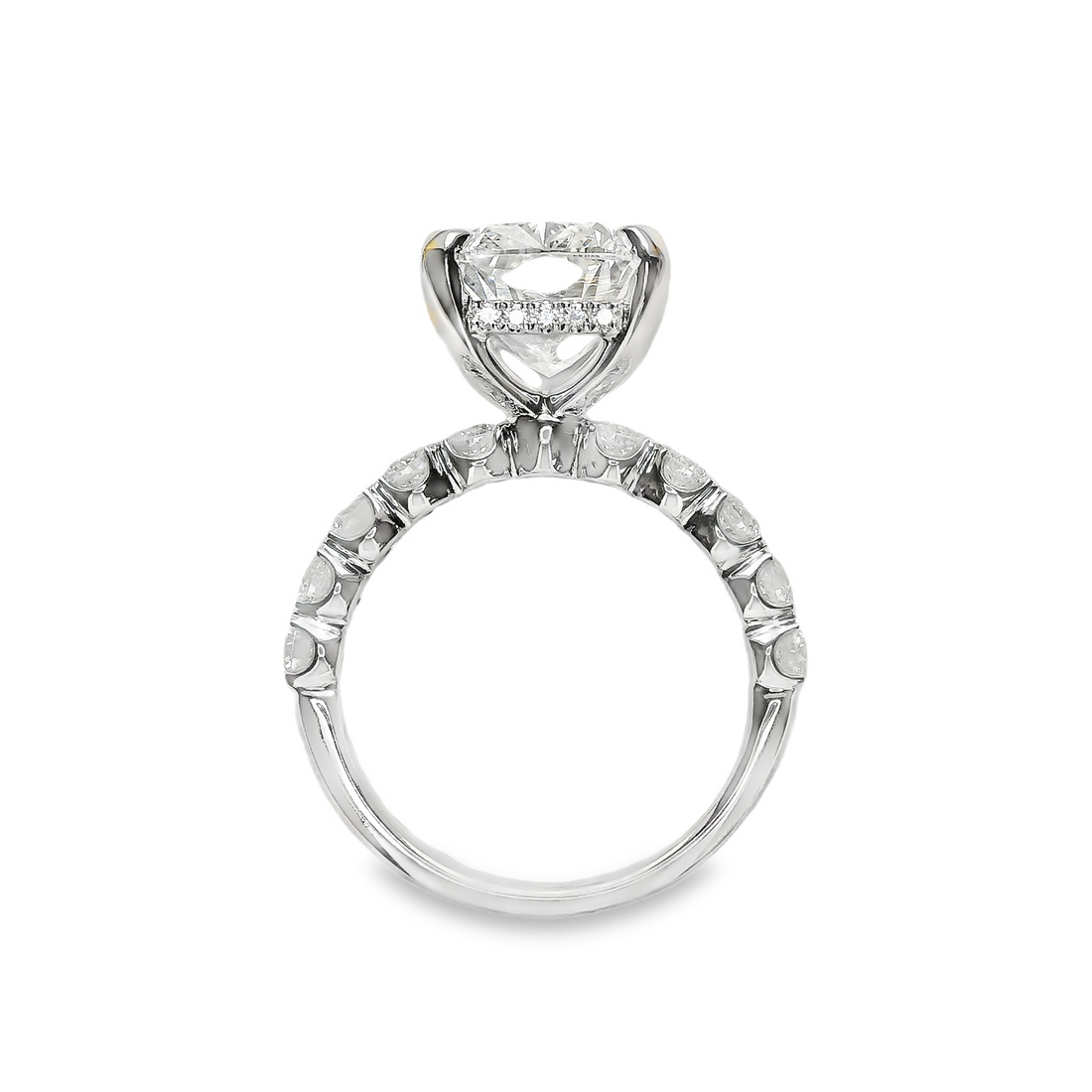 18kt White Gold Lab-Grown Cushion and Natural Round Diamond Engagement Ring (6.17ct)