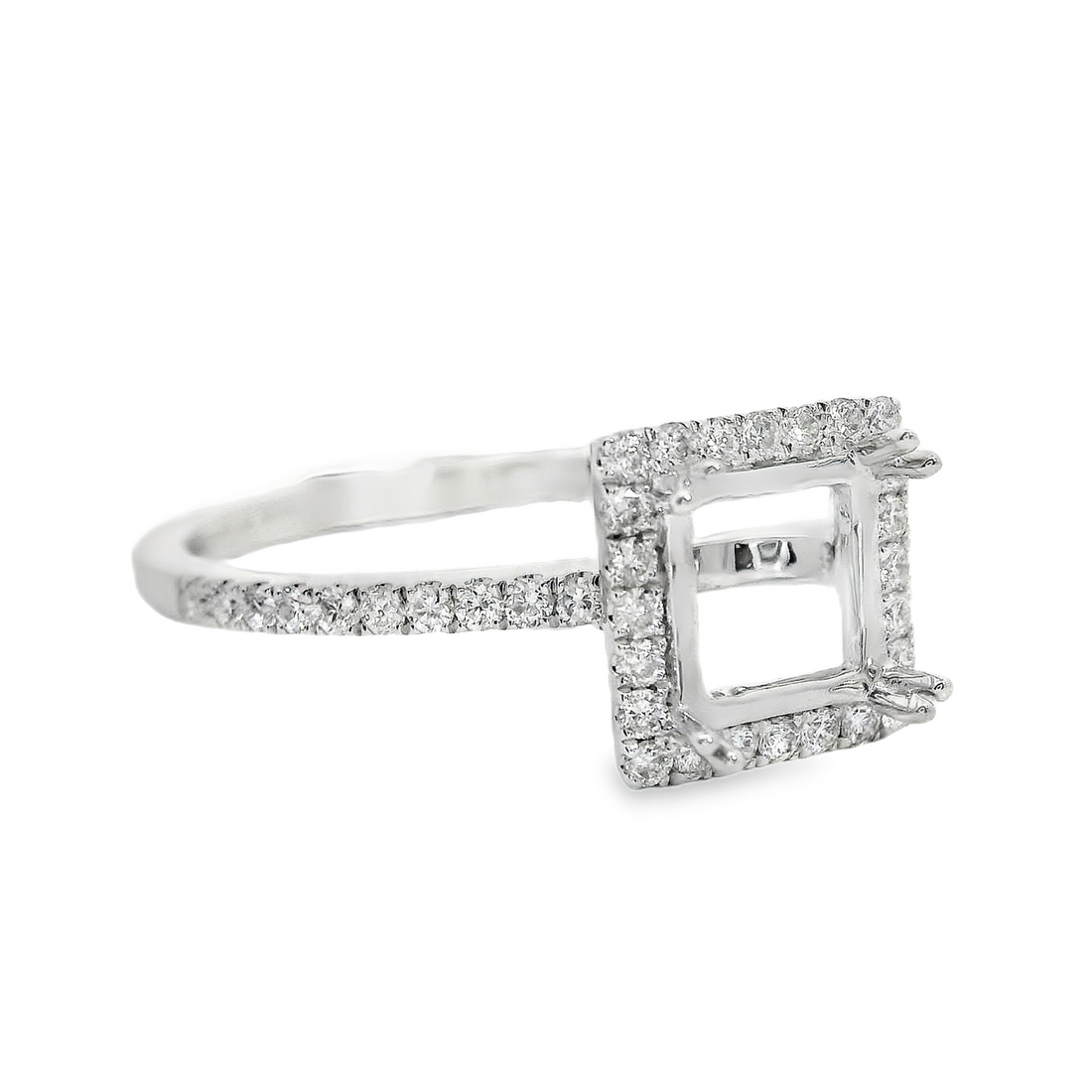 18kt White Gold Full-Cut Diamond Halo Semi-Mount Ring (.27ct)